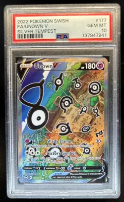 2022 Pokemon SWSH Silver Tempest Unown V #177/195 PSA 10 GEM MINT - Image 1