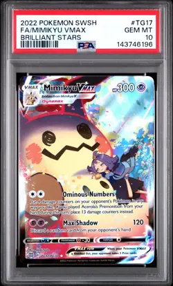 PSA 10 MIMIKYU VMAX TG17/TG30 FULL ART BRILLIANT STARS POKEMON 😍 - Image 1