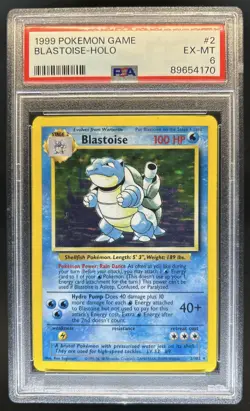 1999 Pokemon Unlimited Blastoise Rare Holo Error Rated Rookie #2/102 PSA 6 - Image 1
