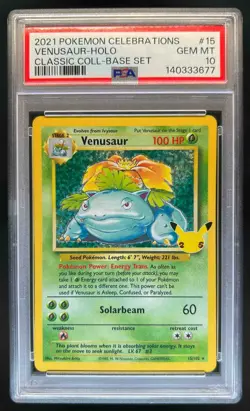 2021 Pokemon SWSH Celebrations Venusaur Classic Collection #15/102 PSA 10 - Image 1