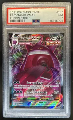 2021 Pokemon SWSH Fusion Strike Gengar VM Full Art #157/264 PSA 7 - Image 1