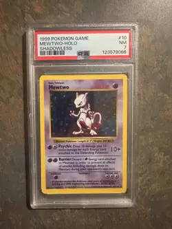 1999 POKEMON GAME SHADOWLESS #10 MEWTWO-HOLO PSA 7 - Image 1