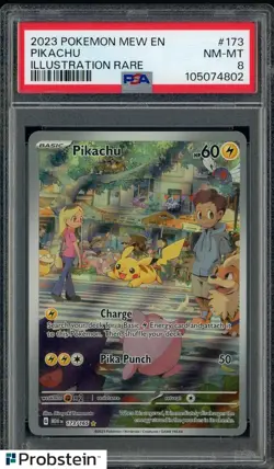 2023 Pokemon Mew En Illustration Rare #173 Pikachu PSA 8 NM-MT - Image 1