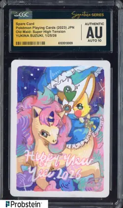 Yukina Suzuki Signed Sketched Pokemon JPN Old Maid Spare CGC AU AUTO 10 - Image 1