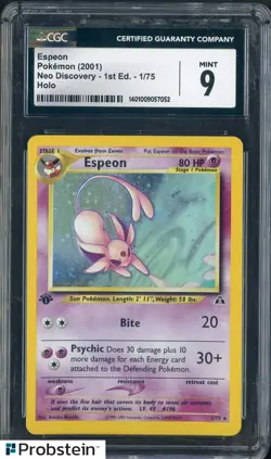 2001 Pokemon Neo Discovery 1st Ed #1/75 Espeon Holo CGC 9 MINT - Image 1