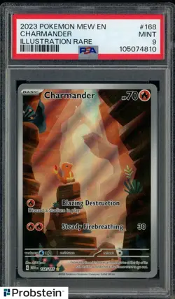 2023 Pokemon MEW EN Illustration Rare #168 Charmander PSA 9 MINT - Image 1