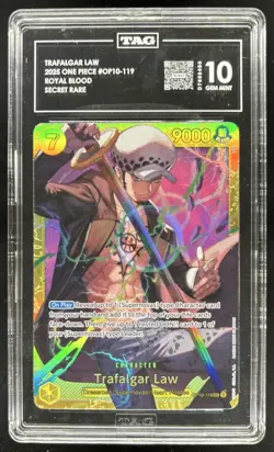 2025 One Piece Royal Blood OP10 Trafalgar Law Secret Rare #OP10-119 TAG 10 - Image 1