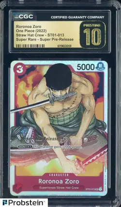 2022 One Piece Straw Hat Crew ST01 Roronoa Zoro Super Rare CGC 10 PRISTINE - Image 1