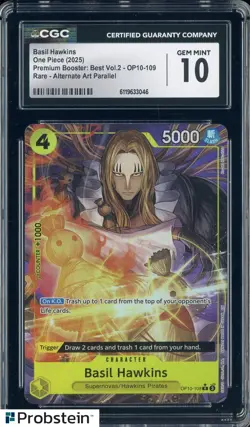 2025 One Piece Best Vol. 2 OP10 Basil Hawkins Alternate Art CGC 10 GEM MINT - Image 1
