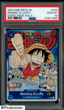 2023 One Piece EN Event Pack Vol. 2 #033 Monkey D. Luffy PSA 10 GEM MINT - Image 1