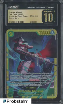 2026 One Piece The Azure Sea's Seven OP14 Dracule Mihawk Rare CGC 10 PRISTINE - Image 1
