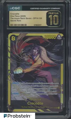 2026 One Piece The Azure Sea's Seven OP14 Crocodile Secret Rare CGC 10 PRISTINE - Image 1