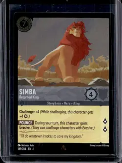 2023 Disney Lorcana TCG: The First Chapter Simba - Returned King Foil #189/204 - Image 1