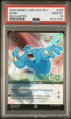 2023 DISNEY LORCANA EN 1-THE FIRST CHAPTER ENCHANTED GENIE - ON THE JOB PSA 10 - Image 1