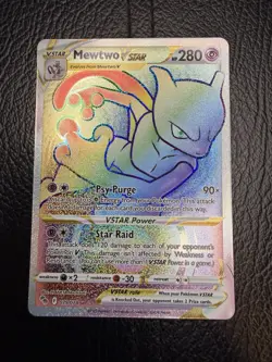 Pokemon GO TCG Mewtwo VSTAR 079/078 Rainbow Secret Rare Holo Foil Card NM - Image 1