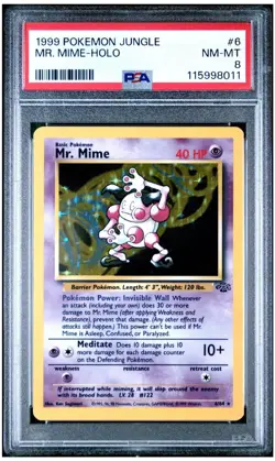 1999 Pokemon Mr. Mime 6/64 Jungle Holo PSA 8 - Image 1