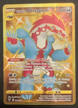 Pokemon TCG Galarian Obstagoon Vivid Voltage Holo Card 198/185 Secret Hyper Rare - Image 1