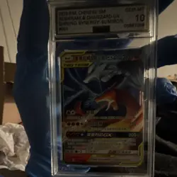 Pokemon Reshiram & Charizard GX TAG TEAM Chinese SM 001 AGS 10 Card - Image 1
