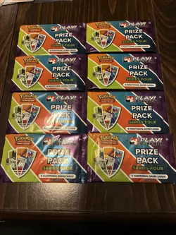 Pokemon Play Series Four New Sealed Booster Packs Lot of 8 Packs Stamped Cards - Image 1