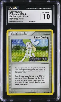 CGC 10 GEM MINT Lady Outing EX Deoxys 87/107 Reverse Holo Stamped Pokemon Card - Image 1