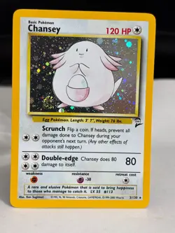 Pokemon TCG Chansey Base Set 2 Holo Unlimited Rare Card 3/130 LP/MP - Image 2