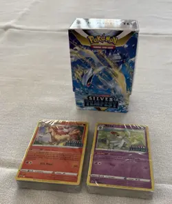 Pokemon Sword & Shield Silver Tempest Booster Pack Box with 2 Sealed Card Decks - Image 1