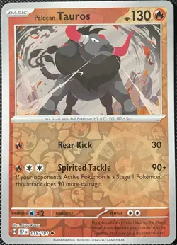 Paldean Tauros 018/191 Sv08: Surging Sparks Reverse Holo - Pokemon Card - Image 1