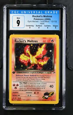 2000 Rocket's Moltres #12/132 Holo (1st Edition) CGC 9 w/Subs Pokemon Gym Heroes - Image 1