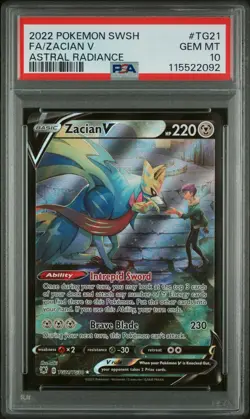 2022 POKEMON SWORD & SHIELD ASTRAL RADIANCE #TG21 FULL ART/ZACIAN V PSA 10 - Image 1