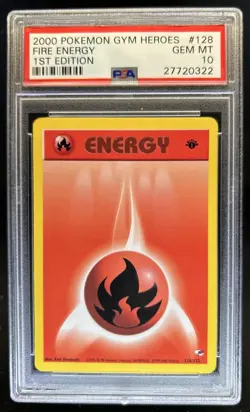 2000 Pokemon Gym Challenge 1st Edition Fire Energy #128/132 PSA 10 GEM MINT - Image 1