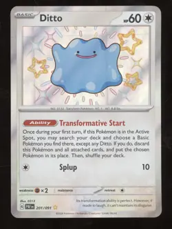 2024 Pokemon S&V Paldean Fates Ditto Shiny Rare #201/091 - Image 1