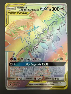 Moltres & Zapdos & Articuno GX (Secret) 69/68 Hidden Fates Holo Pokemon TCG - LP - Image 1