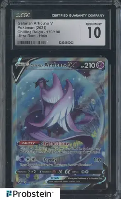 2021 Pokemon Chilling Reign 170/198 Galarian Articuno V Ultra Rare Holo CGC 10 - Image 1
