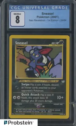 2001 Pokemon 1st Edition Neo Revelation 24/64 Sneasel CGC 8 - Image 1