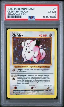 1999 Pokemon Base Set Clefairy Holo (#5) – Shadowless, PSA 6 EX-MT - Image 1