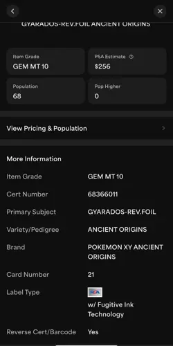 Pokemon XY Gyarados #21/98 - PSA 10 - Reverse Holo Foil - Ancient Origins - Image 4