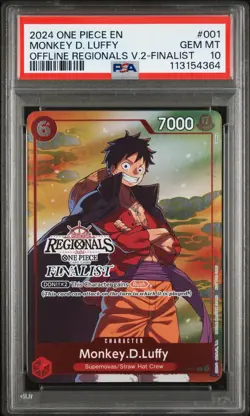 Monkey.D.Luffy Offline Regional 2024 Vol. 2 Finalist P-001 One Piece PSA 10 - Image 1