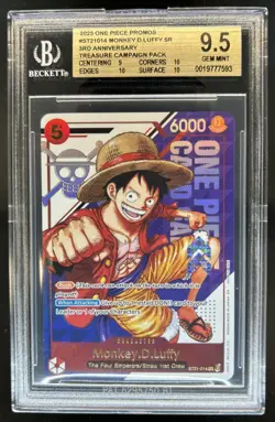 2025 One Piece Promo Monkey D Luffy 3rd Anniv Treasure Campaign #ST21014 BGS 9.5 - Image 1