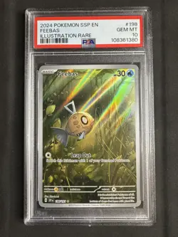 PSA 10 GEM MT Feebas 198/191 Surging Sparks Illustration Rare Holo Pokemon Card - Image 1