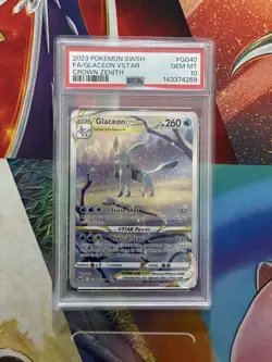 POKEMON CARD SWORD & SHIELD CROWN ZENITH #GG40 FULL ART/GLACEON VSTAR PSA 10 - Image 1