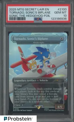 2025 MTG Secret Lair EN Sonic the Hedgehog Foil Tornado Sonic's Biplane PSA 10 - Image 1