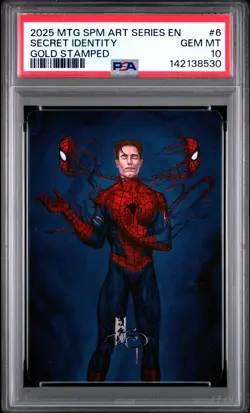 2025 MTG MARVEL'S SPIDER-MAN ART SER GOLD STAMPED #6 SECRET IDENTITY PSA 10 - Image 1