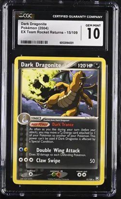 Pokemon Dark Dragonite 15/109 Rare EX Team Rocket Returns - CGC 10 - Image 1