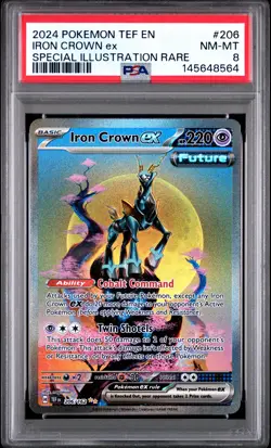 Iron Crown EX 206/162 Special Illustration Rare Pokemon PSA 8 *564 - Image 1