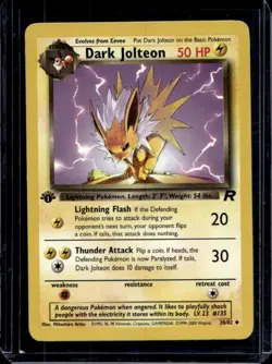 2000 Pokemon Team Rocket First Edition Dark Jolteon #38/82 - Image 1