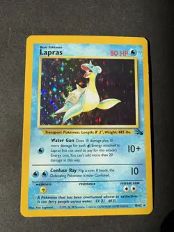 Pokemon TCG Holographic Lapras Fossil Rare Card 10/62 Unlimited Near Mint - Image 1