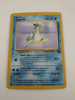 Pokemon TCG Holographic Lapras Fossil Rare Card 10/62 Unlimited Near Mint - Image 2