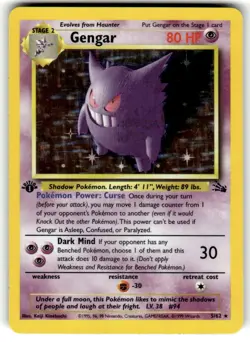 Pokemon TCG Fossil 1st Edition #05/62 Gengar (5) LP - Image 1
