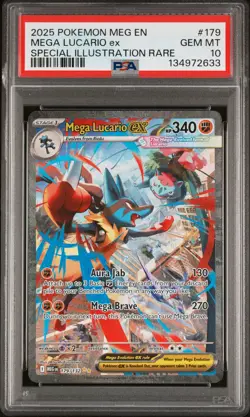 2025 POKEMON MEG EN-MEGA EVOLUTION #179 MEGA LUCARIO EX PSA 10 - Image 1