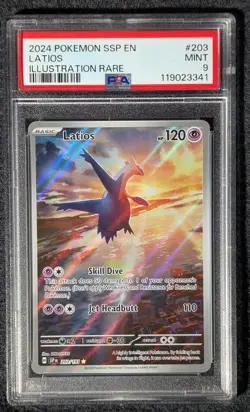 Pokemon 2024 SV Surging Sparks Latios #203/191 PSA 9 Graded - Image 1